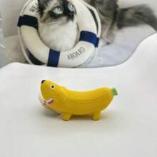 吱吱作响的玩具，乳胶水果香蕉梨鸭咀嚼玩具，适合小型/中型犬 - 彩色 - 查看 6
