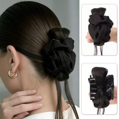 Women's Lazy Bun Hairpiece Claw Clip, Loose Messy Bun Ponytail Extension, Natural Fluffy Synthetic Hair Bun