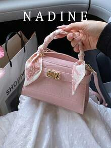 Fashionable Versatile Contrast Color Casual Tote Bag For Women - Pink - View 12