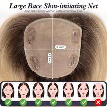 Hair Toppers For Women 5"*5.5 Large Base 12 Inch Real Human Hair Topper With Thinning Hair Cover Gray Roots Add Volume - S1/60 - View 2