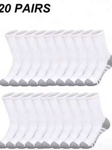 3/6/10/20 pares de calcetines de baloncesto para hombres, calcetines largos tipo tubo, antideslizantes, adecuados para baloncesto, ciclismo, deportes, blancos - Blanco - Ver 5