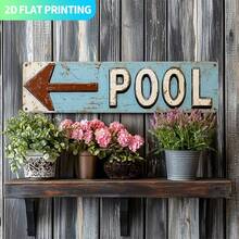 2D 复古“POOL”金属标牌，铝制装饰墙牌，尺寸 15.7x3.9 英寸，预钻孔方便悬挂 - 家居、厨房、农舍门廊哥特式风格墙面装饰，独特礼品，1 件装 - A - 查看 5