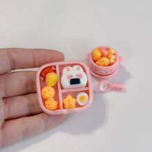 Cute Bento Box And Bowl Set, DIY Decor Dollhouse Accessories - Pink + Yellow - View 5