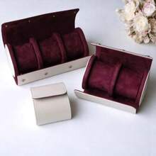 Estuche Cilindrico para Reloj de Cuero Genuino Marrón 3 Ranuras Botón de Presión Caja de Viaje Relojes Pulseras y Joyería SmartWatch Portátil Elegante Forro Interior Terciopelo Impermeable Blanco - Blanco - Ver 7