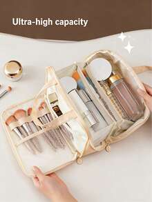 1pc New Multifunctional Large Capacity Waterproof Compartment Travel Makeup Bag With Bow Decor - Multicolor - View 7