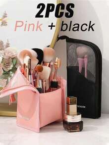 1pc Makeup Brush Storage Bag, Multi-Functional Eyebrow Pencil Storage Pouch, Cosmetic Organizer, Portable Toiletry Bag For Masks, Lipsticks, Eyebrow Pencils Summer Travel Vacation Home Bathroom Decor Holiday Makeup Storage Box Bathroom Accessories Back To School - Multicolor - View 13