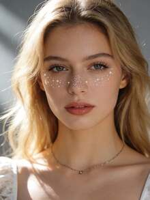 6pcs/Set,Tattoo Tattoos,Semi Permanent Tattoo,Facial Decoration, Face Stickers, Freckle Stickers, Facial Tattoo Stickers, Stage Parties, Holiday Parties, Sparkling Facial Makeup,Tattoo Fake,Festival,Rave,Concert Look,Face Gems - Multicolor - View 2