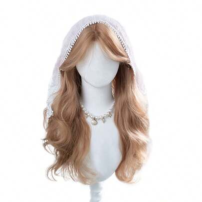 alicegarden 26-Inch Long Synthetic Wig Featuring A Natural Wavy Style In A Stunning Linen Gold. It Is Crafted From Heat-Resistant Fiber To Ensure Durability. This False Hairpiece Is Perfect For Daily Use, Offering A Natural And Realistic Appearance That Mimics. (Excluding Accessories)
