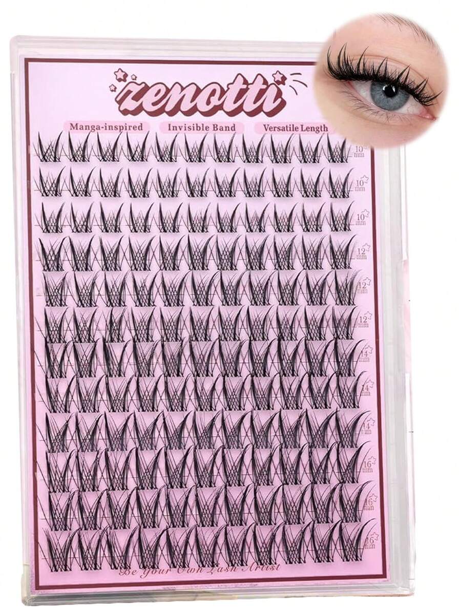 卡通风格假睫毛簇，精致假睫毛簇，自然动漫风格单簇假睫毛，兔兔仙子型尖刺单根假睫毛簇，无痕带，水润效果，DIY假睫毛，CC卷翘，10-16毫米 - D - 查看 1