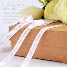 2/5/10/20/30/50/90m Customizable Text Satin Ribbon, Personalized 1cm/1.5cm/2cm Width Satin Ribbon, Colorful Silk Ribbon Suitable For DIY Crafts, Making Bows, Wedding Decoration, Gift Wrapping And Party Decoration, Birthday Gift Packaging - Red - View 3