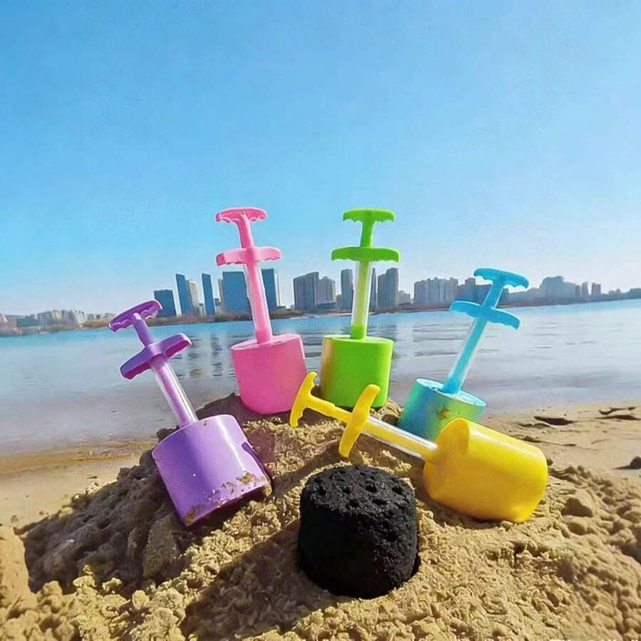 1件装夏日清凉趣味水上马卡龙色沙子挤压器 | 完美的沙滩和后院玩具，夏季必备：带面条挤压模具的沙子游戏套装