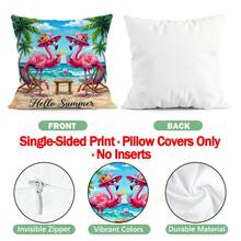 4pcs Flamingo & Palm Tree Printed Velvet Throw Pillow Covers, 100% Polyester, Suitable For Living Room, Sofa, Bedroom, 40x40cm/45x45cm/50x50cm - Multicolor 10 - View 3