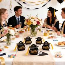 40pcs/20pcs/10pcs Graduation Cap Gift Boxes, Graduation Party Favors Candy Boxes With Tassels, Desktop Decor For 2026 Graduates - Multicolor - View 4