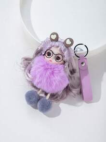 1个仿毛皮粉色娃娃吊坠，PVC材质钥匙扣挂件，适用于钥匙、背包、车钥匙 - 彩色 - 查看 12