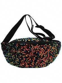 欧美嘻哈金属亮片斜挎包，女士百搭，超流行，单肩包，网络爆款腰包 - 彩色 - 查看 8