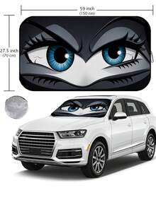 Summer Car Windshield Sunshade, Foldable Windshield Cover, Front Window Sun Visor, With Enhanced UV Protection, Suitable For Sedans, SUVs And Hatchbacks (59.06 Inches X 27.5 Inches) - Interesting Black Eyes - View 2