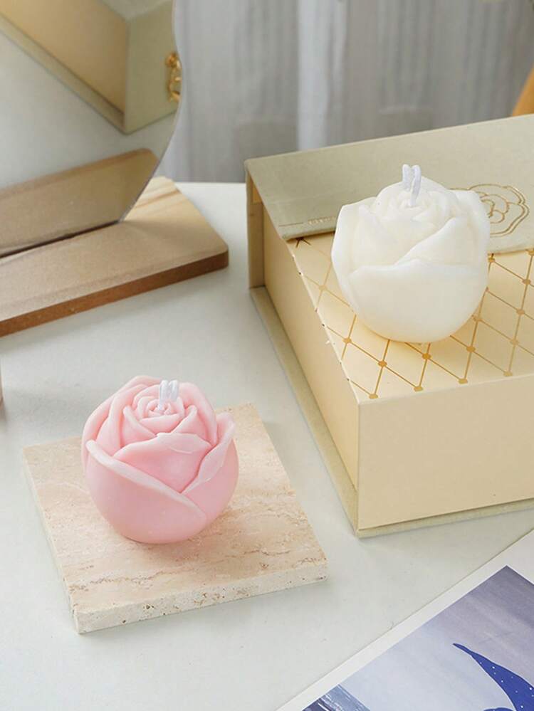 1支多色浪漫玫瑰造型蜡烛，简约玫瑰蜡烛，家居装饰佳品，周年纪念、结婚礼物、水疗和冥想中心装饰、生日、节日和新年礼物的完美之选 - 彩色 - 查看 10