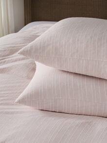2/3pcs Pink Jacquard Striped Duvet Cover Set, Simple Fashionable Pastoral Style Polyester Bedding Set, Soft Breathable Machine Washable, Suitable For Bedroom, Guest Room, Dormitory, Queen, King (1 Duvet Cover + 1/2 Pillowcase, No Filler) - Pink - View 5