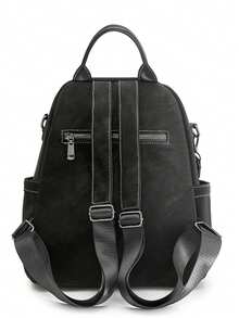 Fashion Women's Travel Backpack, Large Capacity Laptop Backpack, Streetwear Style - Black - View 7