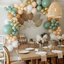 60 Stücke/Packung 10-Inch Vintage Salbeigrün & Gold Metallic Luftballons, Olivgrün & Weiß Latex Luftballons für Hochzeit, Geburtstag, Baby-Shower, Safari... - A-1 - Übersicht 4