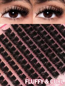 156 Pieces Of Clustered Individual False Eyelashes, Professionally Made, Natural Effect, D-Shaped Curl, Suitable For DIY Eyelash Extension For Glamorous Looks, Length 10-16mm, Natural Appearance Eyelash Clusters, Fluffy Clustered Eyelashes, DIY Eyelash Extension, Eyelash Clusters, Individual False Eyelashes, Eyelashes, False Eyelashes - D - Xem 2
