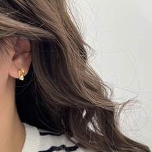 1 Đôi bông tai nữ bằng bạc nguyên chất xoay được đính đá Cubic Zirconia, kiểu dáng thời trang, sang trọng, thanh lịch và đa năng. - Vàng - Xem 2