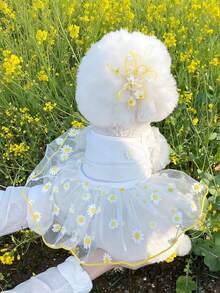 一件雏菊印花薄纱宠物连衣裙，配同色黄色蝴蝶结发夹；白色针织无袖狗狗猫咪服装，适合幼犬和幼猫；甜美公主风宠物套装，黄色滚边，适合中小型犬猫；轻盈透气的夏季宠物连衣裙，适合日常穿着和拍照；生日礼物、情人节礼物、复活节礼物、圣诞节礼物，送给朋友、男友、女友、家人、老师、同事的礼物。 - 彩色 - 查看 3