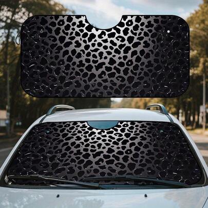 1 Piece, Front Windshield Sunshade, Gray Leopard Print Design, Durable Polyester Fiber Material, Heat-Resistant, Easy To Install, Suitable For Most Vehicles, For Daily Use,Car Acessesories,Car Acessesories Women,Car Acessesories Interior