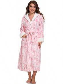 Bathrobe - Pink Fleece Lining. - View 4