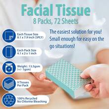 Travel Tissue Packs – 8 Compact 3-Ply Packs (72 Total), Soft Chlorine-Tissues Purse, Car, Or, Gentle & Durable, Non-Bleach, Stylish Geometric Design - 菇 - 查看 9