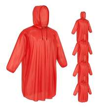 Design Rain Ponchos With Drawstring Hood Disposable Emergency Poncho For Adults - Red - View 1