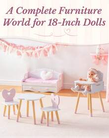 Robotime Robud 2-In-1 Wooden Doll Bunk Bed & Sofa Set With Bedding – Convertible Baby Doll Crib Furniture, Pink Kids Pretend Play Toy Gift - Pink - View 4