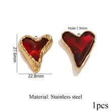 1 pieza Colgante con forma de corazón vintage de acero inoxidable con baño de oro de 18K, disponible en colores como rojo y rosa, adecuado para hacer collares, pulseras, pendientes y otras joyas DIY, gran regalo para mujeres - colgante de corazón - Ver 17