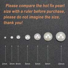 1000颗热熔半圆珍珠，平底珍珠珠，底部带热熔胶，热熔陶瓷水钻，半圆平底珍珠凸面宝石钻石，适用于DIY服装婚纱 - 6MM - 查看 2
