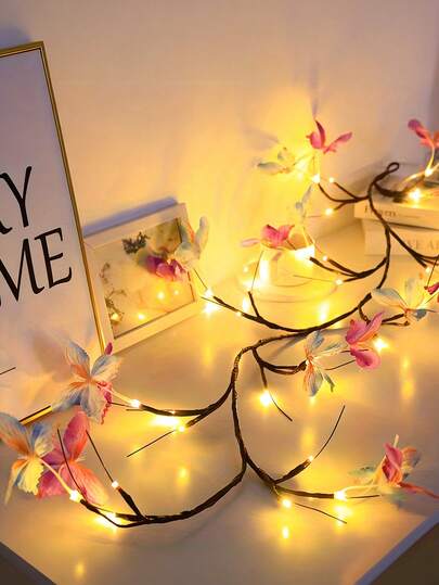 Purple Butterfly Flexible Vine LED Wall Light - 8-Mode Hanging Lamp, USB-Powered Ambient Decor Light. Ideal For Bedrooms, Living Rooms, Parties, And Holidays; A Perfect Christmas Or Birthday Gift Choice For Women.