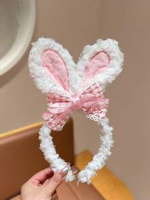 Băng đô cài tóc bằng vải nhung mềm mại hình tai thỏ dễ thương dành cho nữ, kiểu dáng mới, thích hợp cho việc rửa mặt. - Nhiều màu - Xem 5