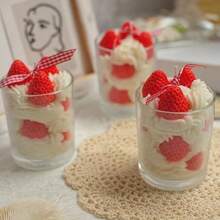 Nến thơm hương dâu tây phô mai kem trong cốc thủy tinh, quà tặng hương thơm trong nhà. - Nhiều màu - Xem 2