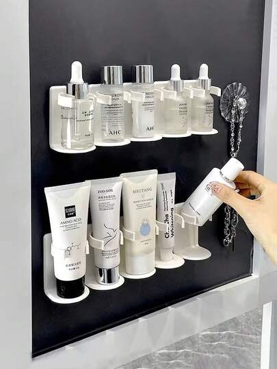 This 5-Compartment Wall-Mounted Storage Rack Can Save Space And Store Cosmetics. It Can Be Installed On The Wall Without Drilling Holes, Making It Very Suitable For Organizing The Kitchen And Bathroom, And Is An Excellent Mother's Day Gift.