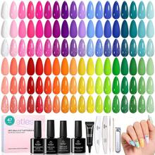 Beetles 36 Colors Gel Nail Polish Set, Pastel Jelly Pink Purple White Green Glitter Gel Kit With Base & Top Coat, Nail Tools, Soak Off UV Nail Art, Salon DIY Manicure Gift For Women - 36 Colors Colorful holidays - 查看 7