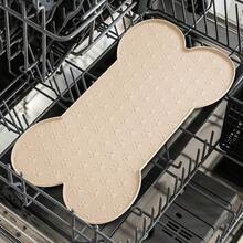 1PC Bone Shape Non-Slip Silicone Pet Placemat, Raised Edge Pet Feeding Tray For Food And Water, Anti-Spill Feed Mat For Small Medium Dogs And Cats, Easy Clean Purable Bowl Mat - Màu be-l - Xem 8