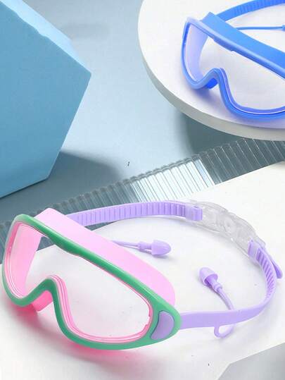 Waterproof Anti-Fog High Definition Integrated Adult Swimming Goggles With Earplugs. Unisex Waterproof Anti-Fog High Definition Prescription Swimming Goggles, Large Frame Diving Mask And Swimming Goggles Set