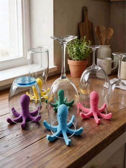 3D打印章鱼造型杯架，厨房家居装饰，办公桌杯子收纳架，手机支架