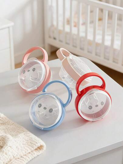 1 Set Panda Pattern Cartoon Baby Transparent PP Dust-Proof Box/Pacifier Clip/Dust-Proof Box Pacifier Clip Set, Exquisite Portable Storage, Independent Baby Pacifier Storage Box With Hook