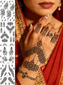 4 pezzi/set, tatuaggi, fiori e piante con elementi di vite multipli, tatuaggi semi-permanenti, tatuaggi finti, tatuaggi per mani, tatuaggi temporanei, forniture per tatuaggi, kit per tatuaggi, adesivi per tatuaggi, tatuaggi impermeabili e a lunga durata, tatuaggi per donne, tatuaggi sulla schiena, tatuaggi sulle braccia, tatuaggi sulle gambe, festival, rave - Multicolore - Visualizzare 10