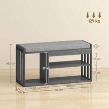 Shoe Rack With Bench, Hallway Shoe Rack, Shoe Cabinet With 3-Tier Design, For Hallway, Entryway, Living Room, Bedroom, Grey - Grey - View 2
