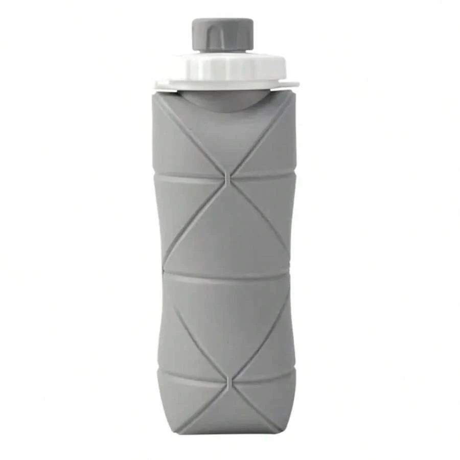 Outdoor Portable Water Cup Artifact! 600ml Foldable Silicone Cup, Easily Put In Your Pocket Foldable Water Cup Silicone Portable 600ml Outdoor Travel Sports Compressed Water Bottle Creative Casual Cup - GRAY - 查看 1