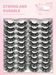 ENCHUW 20 Pairs Super Soft 3D Faux Mink Eyelashes, Natural Thick False Lashes, Dramatic Curly Eyelash Extension - Black - View 5