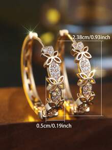 Vanel 1 paire de boucles d'oreilles simples et élégantes avec un design papillon creux incrusté de zircone cubiques multicolores. Bijoux de mode confortables pour un port quotidien pour femmes - jaune d'or-blanc - Voir 5