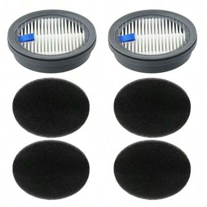 适用于Afoddon A200Pro/A200、ORFELD B08/C10A/C10G、NEQUARE S系列吸尘器的6件套可水洗可重复使用出风口和主滤网替换件，包含2个HEPA滤网和4个海绵滤网，吸尘器替换滤网，吸尘器滤芯