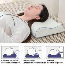 lmohada Para Columna Cervical 55X35CM, Memoria De Almohadas De Cama 1 Pack Estándar,Almohada ergonómica con forma de mariposa para relajación de cuello y hombros, almohada de espuma viscoelástica para relajación del cuello, Almohada Ergonómica Cómoda De Espuma Con Memoria Para El Hogar,suministros de ropa de cama.Diseño de Cierre y Lavable. - Blanco - Ver 2